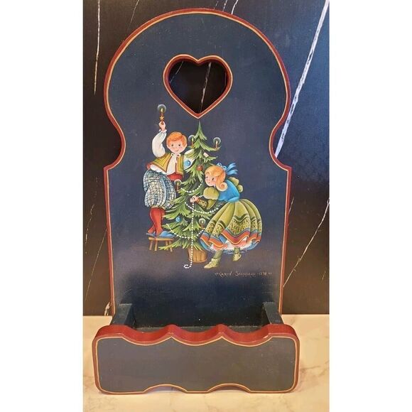 The Tree Decorators Christmas Card Holder A Margaret Wehking Design Wood Signed - Picture 2 of 11